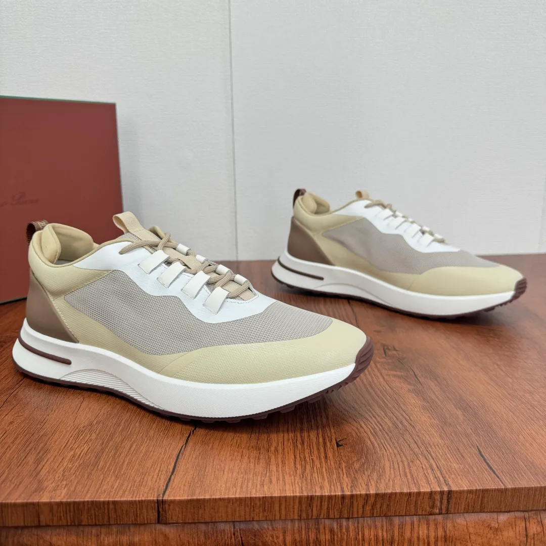 Batch 760 Loro Piana mesh cowhide stitching casual sports men's shoes LP jogging shoes OEM original soles feel free to enter the counter! This casual shoe is knitted from Wind fiber, giving it a unique three-dimensional effect. The unique silhouette narrows slightly at the midsection and is embellished with nappa leather details. The lightweight rubber sole and studs on the edge enhance traction and stability, and functional details full of modern aesthetics add a sporty style to the shoe. The upper uses a hot-melt edge-sealing process. The lightweight technical material of the Kummel-colored rubber outsole is inlaid with cushioning pads on the inside of the sole to distribute the weight more evenly and reduce the load during walking. The leather eyelets are directly set on the upper fixed to the sole to ensure stability. The rear is equipped with cushioning pads to improve wearing comfort. The full package of the counter comes with a shoelace insole. Multiple colors available! Fabric: 100% nylon Decoration: 100% cow leather Accessories: 100% polyurethane Size: 39-40-41-42-43-44 Standard leather shoe size (38/45 can be customized and returns and exchanges are not supported) Item number: FAM1718 Off-white